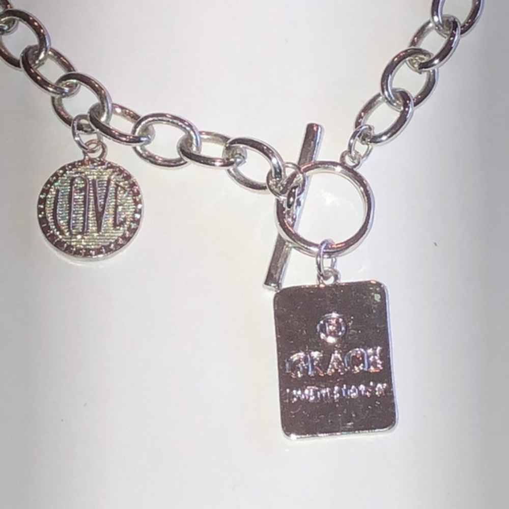 Grace Love Me Tender Silver Tone Chain Toggle Closure Boho Necklace
